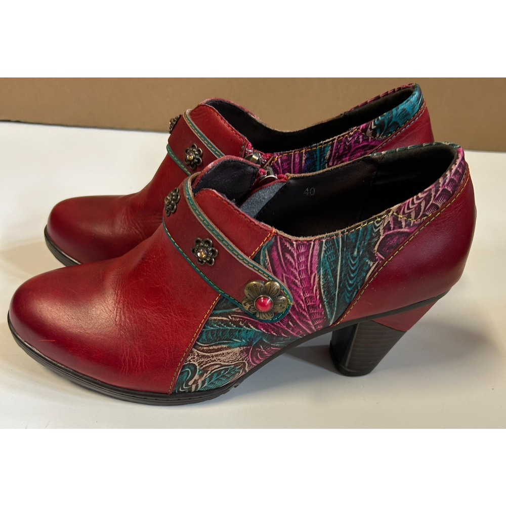 L'ARTISTE RED SPRING STEP GENUINE LEATHER SHOES SIZE 40 US 9.5-10 Ankle Boot